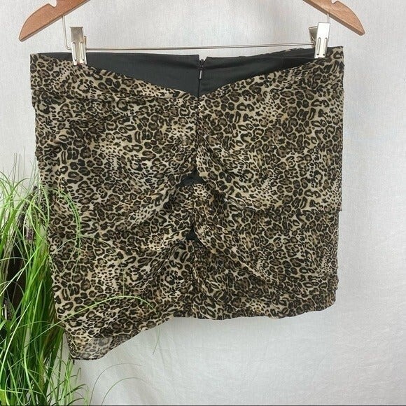 Bebe Brown & Black animal print layered bandage mini skirt M - Picture 4 of 7